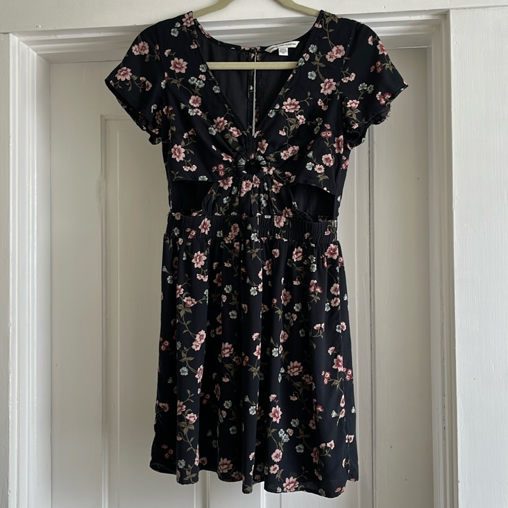 American Eagle Navy Floral Mini-Dress - Size Small